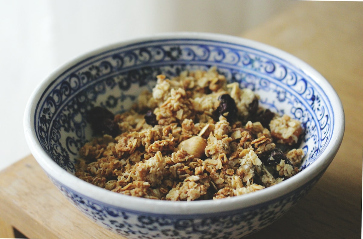 Healthy breakfast plate with proteins and whole grains